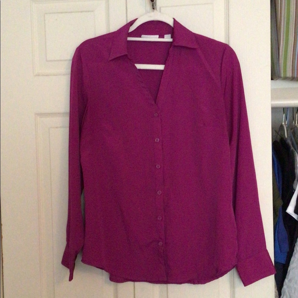 New York & Company Fuchsia Button Down
